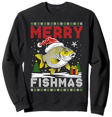 Merry Fishmas Karpfenfisch Hässliche Weihnachten Lustig Angeln Urlaub Sweatshirt