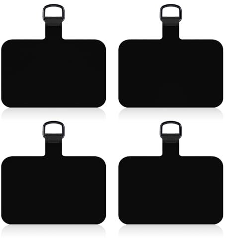 4uds de Lengüetas para Cordón de Telefono, Lengüeta de Cordón de TPU para Teléfono Celular Parche de Cordón de Seguridad Giratorio de 360° Almohadillas de Cordón Universales (Negro)
