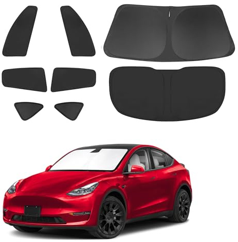 TINGLU Window Shades for Tesla Model Y Juniper 2025 Accessories Car Side Full Windows Rear Triangular Windshield Sun Shade Sun UV Rays & Privacy Protection for Camping,Napping,Relaxing 8PCS