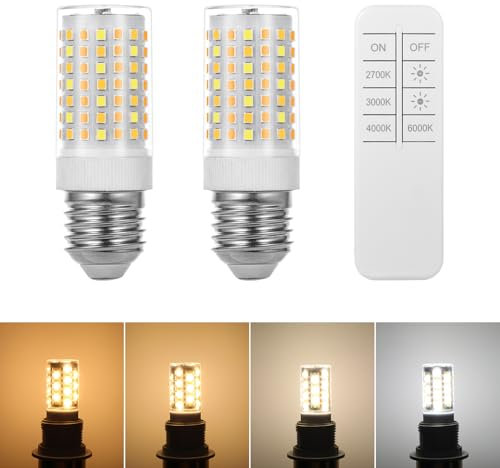 E27 Dimmbare LED Glühbirne Mit Fernbedienung, 0.6-10W ,900-1000lm, CCT 2700K-6500K (Warmweiß bis Tageslicht), für Wohnzimmer, Schlafzimmer, Küche, Dimmbar mit Fernbedienung , Energiesparend(2er Pack)