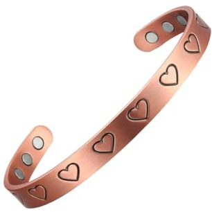SVADiA Radiant Hearts Koppararmband med Magneter för Män & Kvinnor | Justerbart Armband, Elegant Handgjord Design, Bly- & Nickelfritt