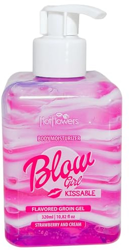 HOT FLOWERS Blow Girl Lickable Moisturizing Lotion – Strawberry & Cream Flavored Body Moisturizer – Softens & Hydrates Skin – 320ml (10.82 fl oz)