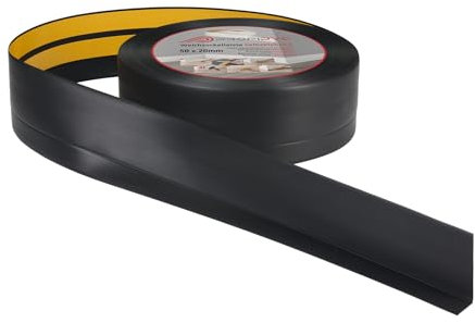 Plinthe souple autoadhésive PVC 50x20 mm – 30 mètre, Plinthe autocollante flexible - pliable, Plinthe souple premium pour revêtement de sol, Montage facile, Noir
