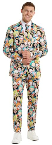 OppoSuits Men's Themaparty Anzug - Comic Con, Themenpartys, Anime Anzug - Slim Fit - Multicolor - Inklusive Blazer, Hose und Krawatte