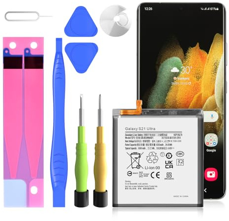 Batterie de rechange Li-polymère EB-BG998ABY pour Galaxy S21 Ultra 5G SM-G998B/DS SM-G998U avec outil de réparation 6500 mAh