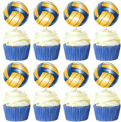40 Stück Volleyball Tortendeko Beidseitiger Druck Sport Bälle Cupcake Toppers Volleyball Kuchen Deko für Baby Dusche Tennisbälle Sport Thema Geburtstag Party Kuchen Dekorationen