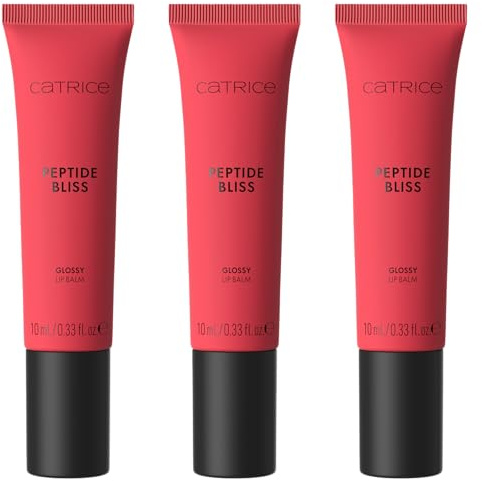 Catrice Peptide Bliss Glossy Lip Balm, Lipgloss, Nr. 030, Rot, feuchtigkeitsspendend, pflegend, glänzend, vegan, ohne Konservierungsstoffe, ohne Parabene, ohne Mikroplastikpartikel, 3er Pack (3x10ml)