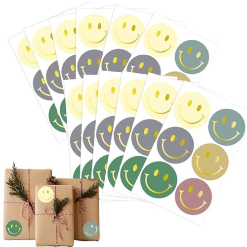 LYITZW 12 Bögen 72 Sticker Smiley Aufkleber, Bunte Vielfalt, Hochwertige Haftung, Dekorative Motive, für Bullet Journal, Handyhüllen, Geschenkverpackung, Büromarkierung, 5 cm Durchmesser, Mehrfarbig