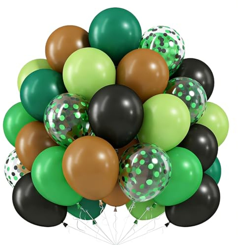 30,5 cm grün-braun-schwarze Luftballons Girlande Kit mit Konfetti-Ballons für grüne Pixel Miner Motto Geburtstagsparty Dekorationen Dschungel Safari Wald Jagd Abschluss Camo Geburtstag Party Supplies
