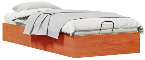 vidaXL Ottoman Bettgestell mit Stauraum Wachsbraun 75 x 190 cm, Hübsches Staubett, modernes rechteckiges Design, Gaslift-Rahmen, praktischer Platzsparer, massives Kiefernholz