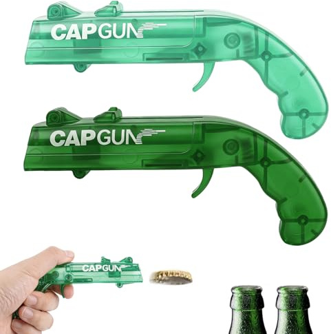 2 Pack Beer Bottle Opener Cap Gun, Unique Beer Cap Opener Gifts, Green | Set of 2 Fun Capgun for Husband/Father, Novelty Gifts for Men, Bar & Parties, Christmas, Birthday