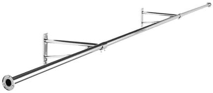 Shopfitting Warehouse Wardrobe/Alcove Chrome Tube Wall Hanging Clothes Rail - 3 m wide, with 2 x Heavy Duty Wall Support Arms and 2 x Wall Sockets