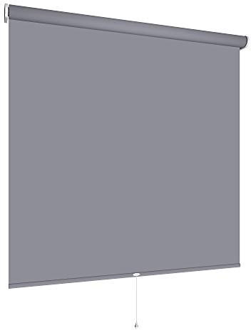 Verdunklungsrollo Springrollo Mittelzugrollo viele Farben und Größen Montage Metall Träger Fenster Rollo Vorhang lichtundurchlässig Raum verdunkelnd Hitzeschutz Sichtschutz (200 x 180 cm, Dunkelgrau)