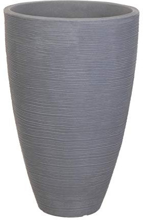 Blumenkübel im Rillen Design - 39,5 x 60 cm - Kunststoff Pflanzkübel Blumentopf rund für Innen und Außen (Grau - 60 cm)