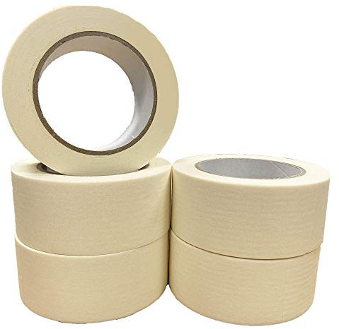 VIROSA Lot de 5 rouleaux de ruban de masquage | 48 mm de large, 50 m | Idéal pour les peintres, les décorateurs professionnels et le bricolage | Peinture murale, travaux manuels et plus encore