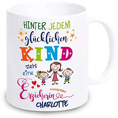 4youDesign Tasse Hinter jedem Kind steht eine..– Geschenk Erzieher & Erzieherin Kita, Kindergarten – Erzieherin Tasse – Kaffeebecher für Lehrer, Lehrerin in der Schule – Kaffeepott 330ml