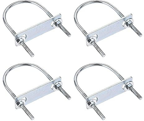 sourcing map Round U-Bolts 4 Sets 2.36(60mm) Inner Width 110mm Length Steel M6 with Nut, Plate, Washer