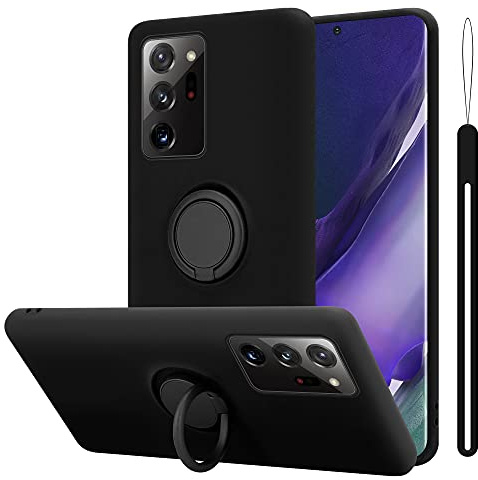Cadorabo Hülle kompatibel mit Samsung Galaxy Note 20 in Liquid SCHWARZ - Handyhülle aus flexiblem TPU Silikon mit Ring - Silikonhülle Schutzhülle Ultra Slim Soft Back Cover Case Bumper