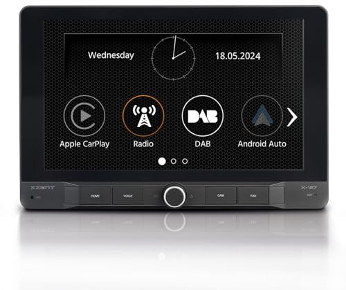 XZENT X-127 – 1-Din Autoradio, Multimediasystem mit 9“ /22,9 cm Touchscreen, Mediencenter mit DAB+, USB, UKW, Apple CarPlay, Android Auto, für PKWs oder Reisemobile