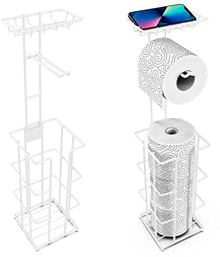 Vinsani Freestanding Toilet Roll Holder for 4 Spare Rolls, Stainless Steel
