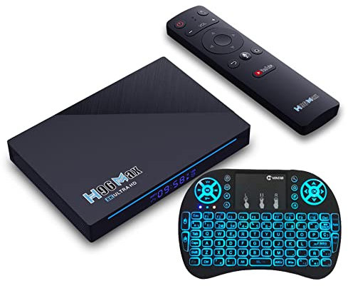 AMITVA Android 11.0 TV Box, H96MAX 8GB RAM 128GB ROM RK3566 Quad Core 64-bit Soporte HD 8K/6K/ 3D/ H.265 Ethernet 2.4/5G Dual WiFi BT 5.0 con Mini Teclado Inalámbrico,8gb+128gb
