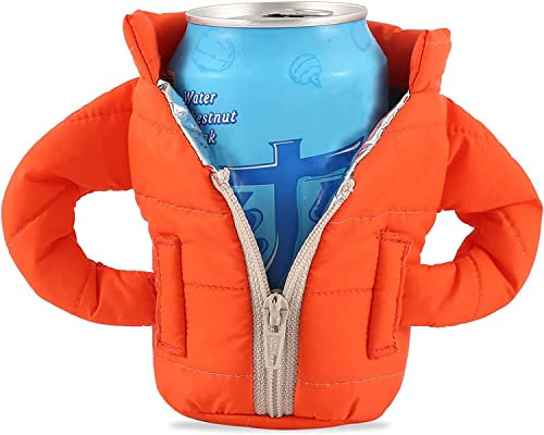 Bier-Getränke-Weste Jacke, isolierte Dosen-Kühltasche, 6,3 cm Durchmesser Getränkejacke Kreative Biermäntel Ideal für Männer, Bierliebhaber, Vater, Freund, für Tassen bis (orange)