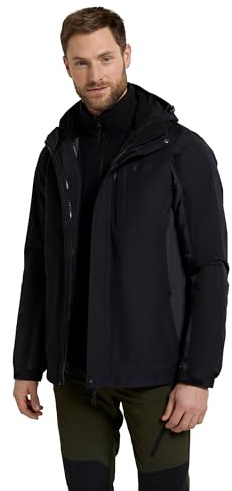 Mountain Warehouse Thunderstorm Wasserfeste 3 in 1 Herren Winterjacke, warmer Fleecejacke, Regenjacke, Herrenjacke, Funktionsjacke, Allwetterjacke, Doppeljacke, Winter Dunkel Grau Large
