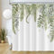 Uiiooazy Rideau Douche Vert, Rideau Douche 180x220cm Anti Moisissure Feuilles d'eucalyptus Fleuri Motif Rideaux de Baignoire Tissu Lavable Imperméable Polyester Rideaux Salle de Bain avec 12 Crochets