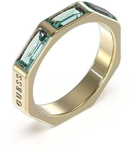 GUESS It's Raining Ringe Kollektion. Schmuck aus Edelstahl und Smaragd Zirkonia, Größe 52. Referenz: JUBR03174JWGLEM52, Edelstahl