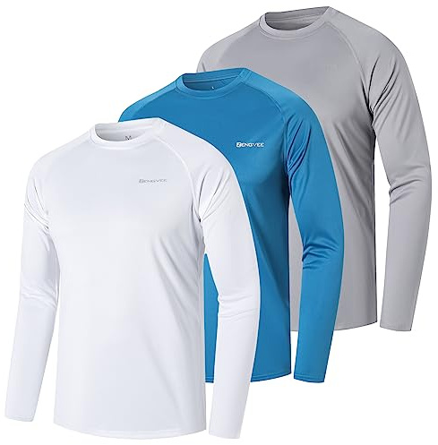 ZENGVEE 3er Pack Langarm/Kurzarm Herren Uv Shirt UPF 50+ Funktionsshirt | Schnelltrocknend & atmungsaktiv, UPF 50+ UV-Schutz, geeignet für Laufen, Fitness und Schwimmen