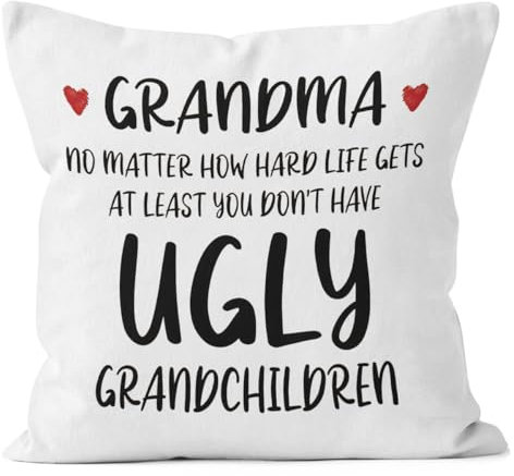 QGFM Oma Geschenke von Enkelkindern, Kissenbezüge, 45,7 x 45,7 cm, für Sofa, Couch, Zimmer, Oma, Geburtstagsgeschenk, Geschenke für Oma
