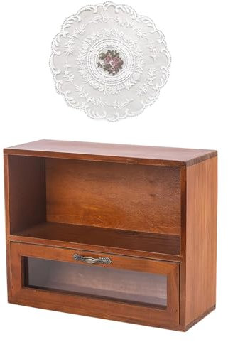 LOVIVER Retro-Aufbewahrungsschrank, Tassen, Vitrine, Holz, Vintage-Rack, Schreibtisch-Organizer, Schreibtisch-Behälter für Wohnzimmer, Kommode, Stil b