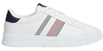 Tommy Hilfiger Herren Leder Sneaker Supercup Leather aus Leder, Weiß (White), 43