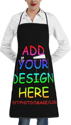 GQWJKSZ Delantales personalizados para mujeres y hombres, delantal de cocina personalizado con bolsillos, nombre personalizado, logotipo, imagen, delantal de Chef para parrilla, regalos