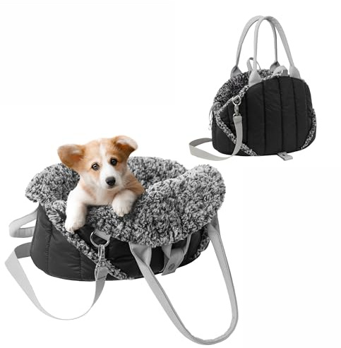 Hundetragetasche, Vertellbar, Schultergurt, Haustiertragetasche, Transport, Katzentasche, Reisetasche, Camping, Tasche, Schwarz, 47x29x32 cm