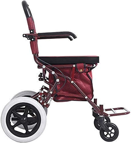 Rollator, faltbar, Rollator für Kinder, mit Sitz, Gehhilfen mit 4 Rädern, Gehgestell zum Gehen für Senioren, Rot