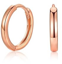 MASOP Ohrringe Rosegold, 1 Paar Creolen Rose Vergoldet Silber 925 Stecker 8mm Damen Frauen Mädchen Schlicht Simpel Basis Leicht Einfach