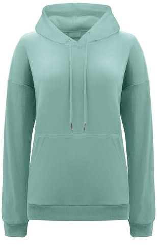 Cindeyar Hoodie Damen Winter Einfarbig Kapuzenpullover Casual Pullover Sweatshirt mit Kapuze( Hellgrün,2XL