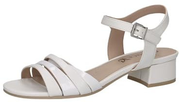 CAPRICE Damen Sandalen mit Absatz aus Leder Festlich, Weiß (White Comb), 38.5 EU