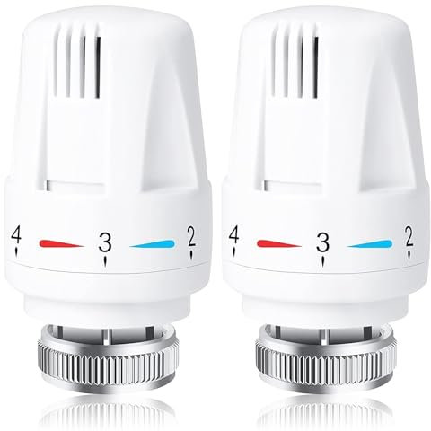 2 Pieces Thermostatic Radiator Valve Head, M30 x 1.5 Thermostatic Radiator Valve Replacement Head, TRV Valve Head, Smart Radiator Heating Systems Temperature Control Valve for Home Office (White)