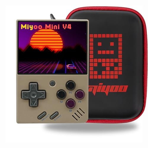 FINGEREVO Miyoo Mini V4 Handheld Game Console 2.8-inch 750 * 560 IPS Screen 2000mAh Miyoo-mini v4 with Portable Case Retro Gray