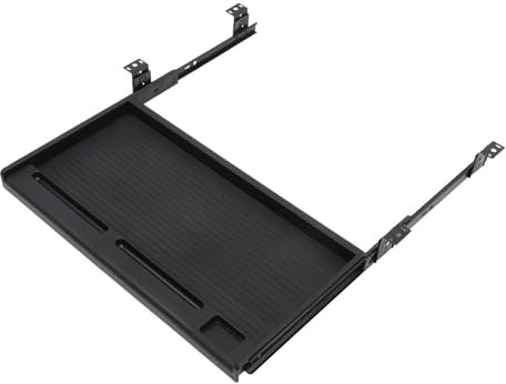 OHPHCALL 1 Set of Adjustable Under Desk Keyboard Tray with Sliders Convenient Pull Out Keyboard Drawer for Office Use Includes Wrist Rest for Keyboard and Mouse Keyboard Rack Compatible