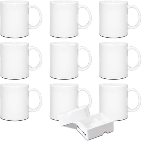 SUBLOVER Set of 9 Sublimtion Blanks Ceramic White Tazas para Coffee Mugs 11OZ Sublimation Cups Bulk for Christmas for Mug Press Machine