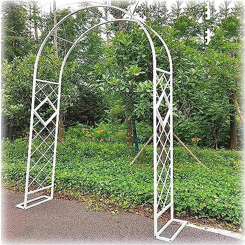 NZpost Metall-Gartenbogen, Hochzeitstorbogen mit verzinktem Spalier für Kletterpflanzen, extrabreite Rosenlaube (weiß, B 3,4 x H 2,3 m)