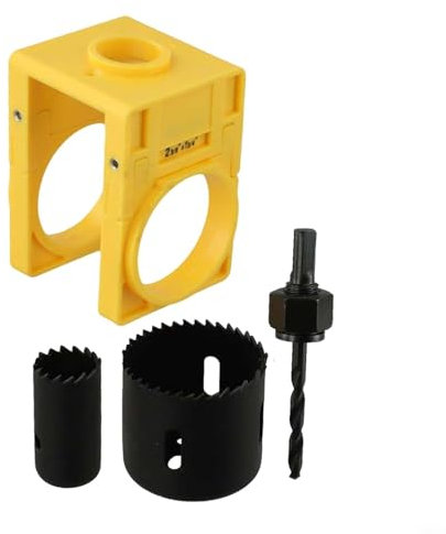 Entgoinggo Door Handle Jig,Carbon Steel Door Lock Installation Kit with Hole Cutters for Wooden Doors 54Mm 25Mm Drill Bits