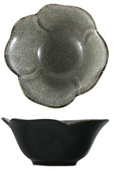 YOPI Ceramic Flower Bowl Hot Pot Tableware Kiln Change Ceramic Snack Dip Bowl(White)