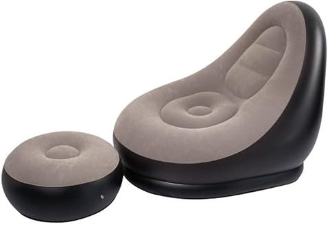 Unibos | Inflatable 2-Piece Deluxe Lounger With Foot Stool | Perfect Chair For Gaming, Reading & Movie Watching | Lounger Size 94cm x 122cm x 102cm