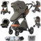 Sianldcone Poussette 3 en 1, Tissus Haut de Gamme Poussette Bebe, Vision Buverte Poussettes Combinées, Poussoir Bidirectionnel Poussettes Avec Cosy (V9 Deep Grey)