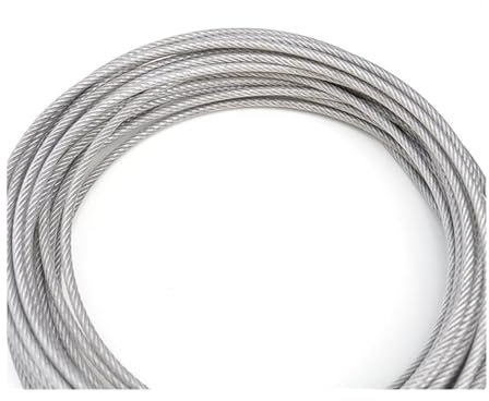 Cavo metallico, 1 metro, 4 mm, 5 mm, 6 mm, 8 mm, rivestito in plastica PVC, 7 x 7/7 x 19(8mm (1Meter))