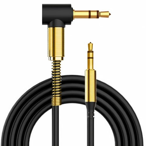 AUNEK AUX Cable 1M, 3.5mm Right Angle Audio Jack Lead, Gold Plated Male to Male Aux Cord for Car, Home Stereo, Headphones, iPhone, iPad, Smartphones, Tablets, PC, Laptop, MP3, Speaker